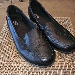 Dr. Scholl's Ladies Black Leather Double Air Pillow Insole Shoes Sz 11 M